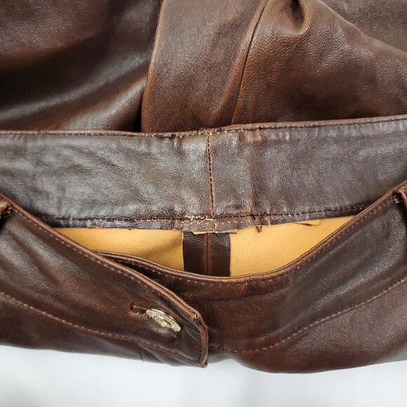 St. John High Rise Bootcut Brown Leather Pants 10 Western Cowgirl - Picture 7 of 15